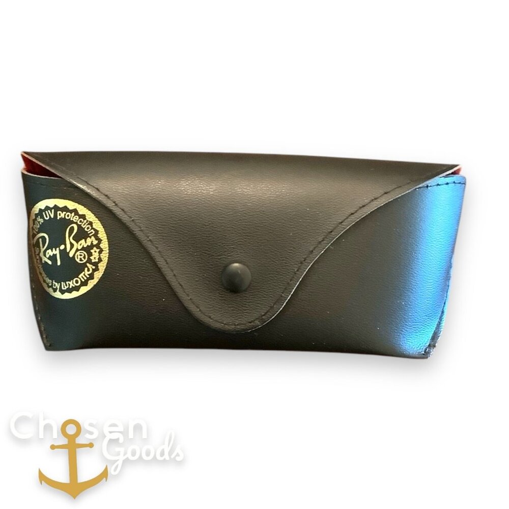 Ray-Ban Sunglasses Leather Black Snap Soft Case Glasses Holder Gold Logo